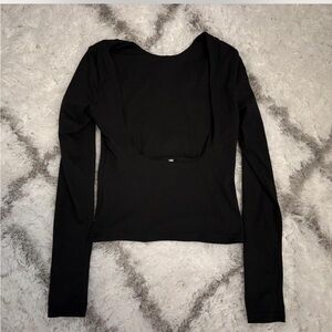 Shein open-back black long sleeve top